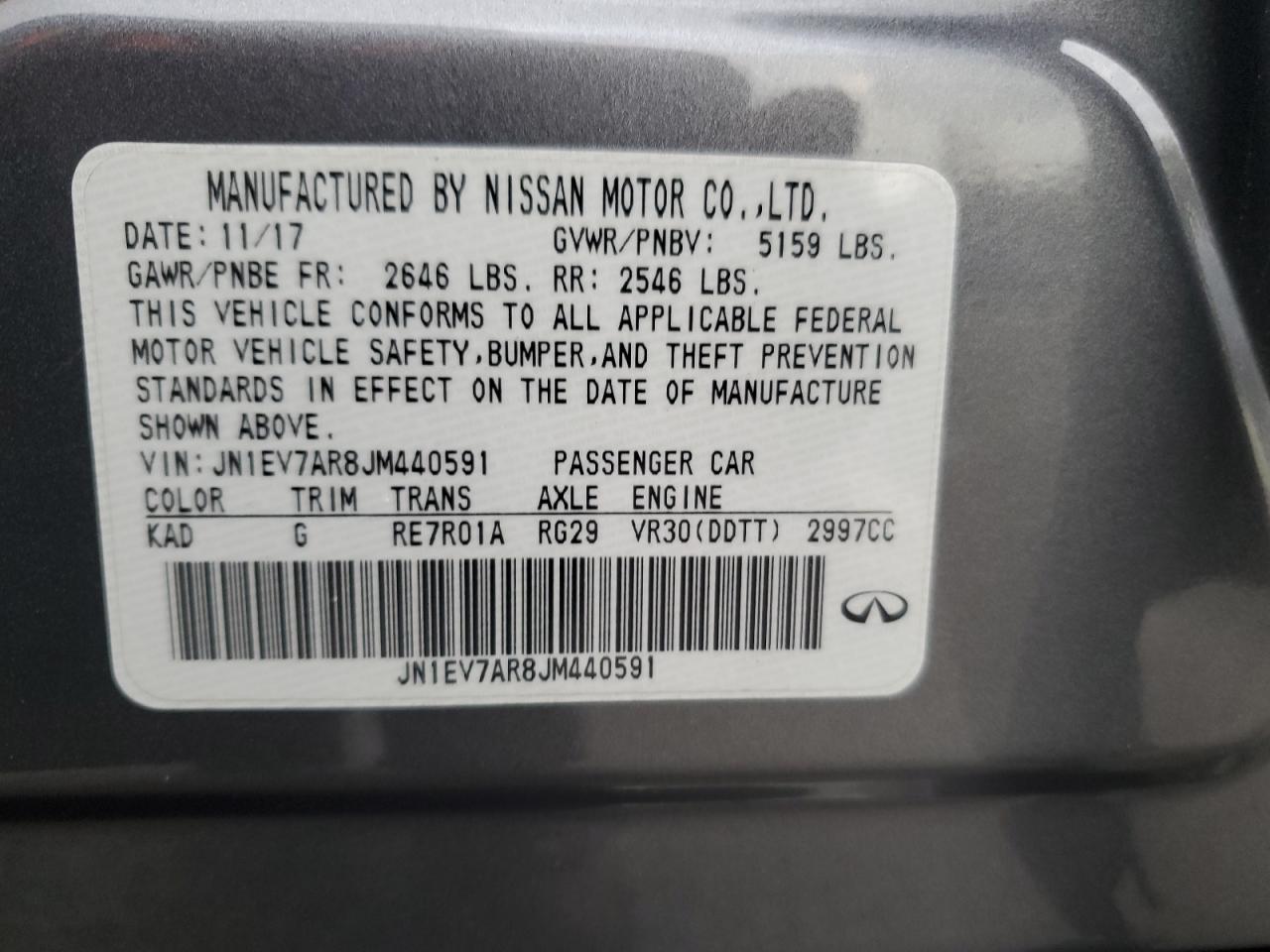 2018 Infiniti Q50 Luxe VIN: JN1EV7AR8JM440591 Lot: 92245615