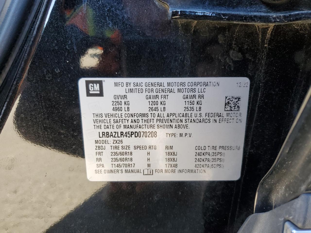 2023 Buick Envision Preferred VIN: LRBAZLR45PD070208 Lot: 91527615