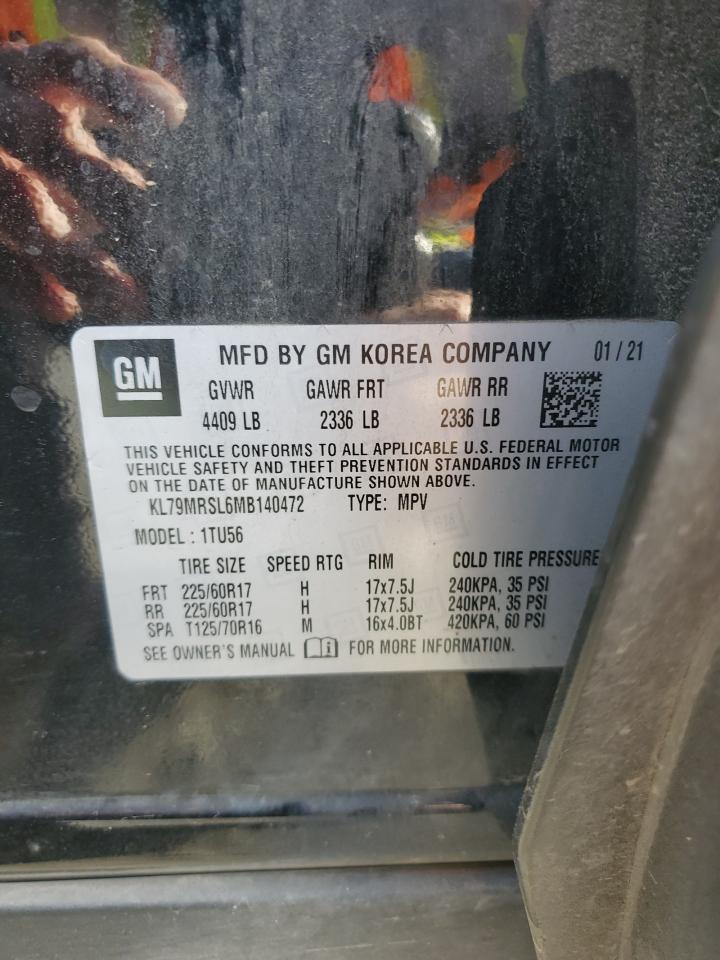 2021 Chevrolet Trailblazer Lt VIN: KL79MRSL6MB140472 Lot: 91891275