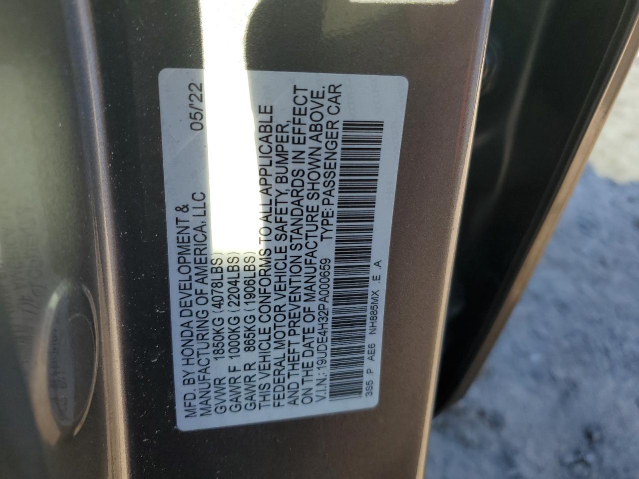 2023 Acura Integra A-Spec VIN: 19UDE4H32PA000659 Lot: 93194815