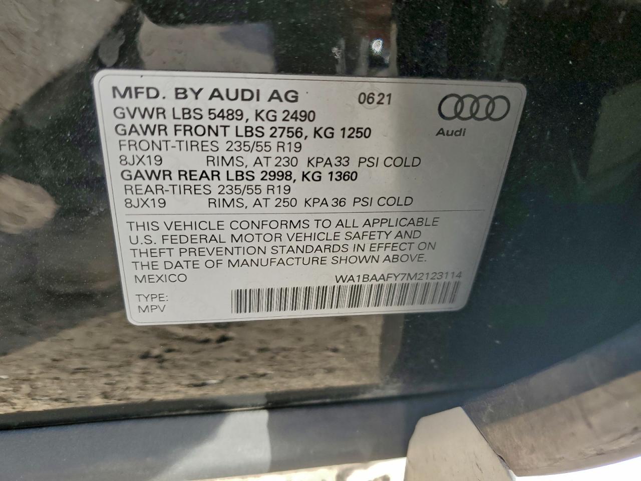 2021 Audi Q5 Premium Plus VIN: WA1BAAFY7M2123114 Lot: 89660295