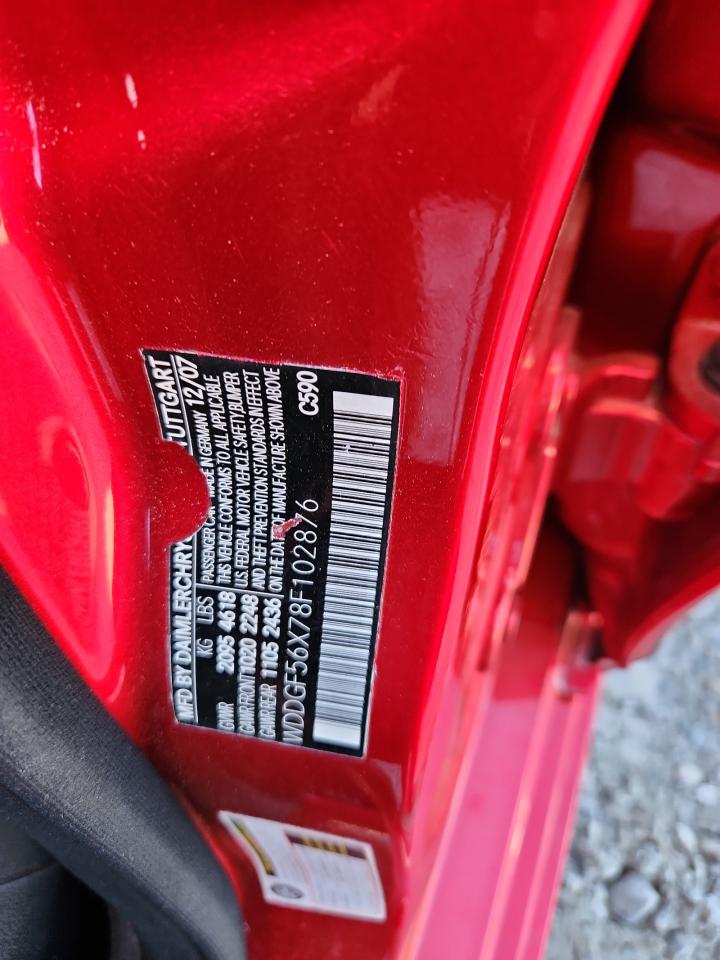 2008 Mercedes-Benz C 350 VIN: WDDGF56X78F102876 Lot: 91007195