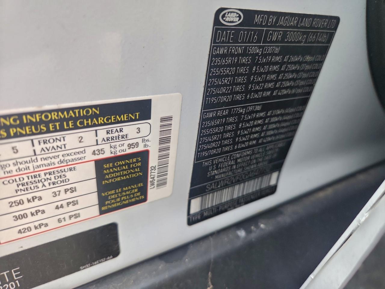 2016 Land Rover Range Rover Sport Hse VIN: SALWR2VF0GA647732 Lot: 93689435