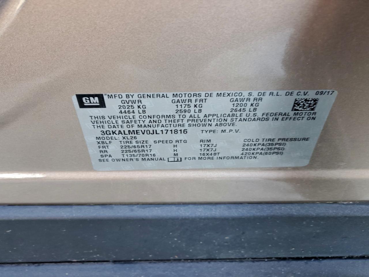 2018 GMC Terrain Sle VIN: 3GKALMEV0JL171816 Lot: 94713675