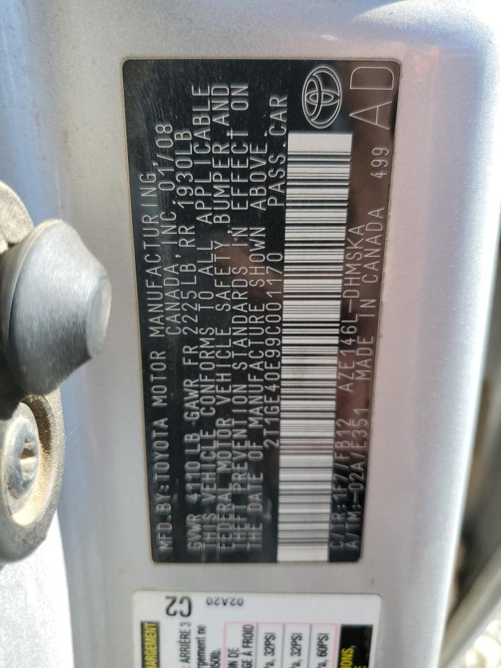 2009 Toyota Corolla Matrix Xrs VIN: 2T1GE40E99C001170 Lot: 93631545