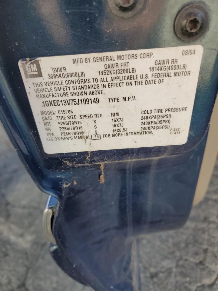 2005 GMC Yukon VIN: 1GKEC13V75J109149 Lot: 91118455