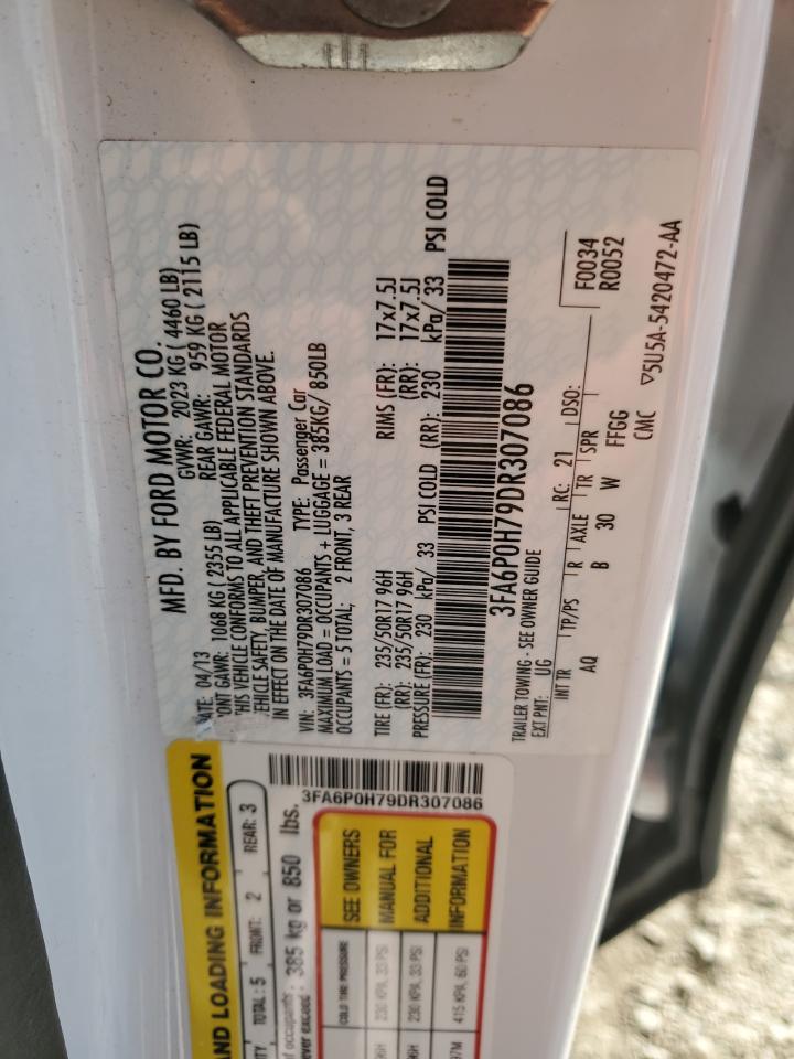 2013 Ford Fusion Se VIN: 3FA6P0H79DR307086 Lot: 91168155