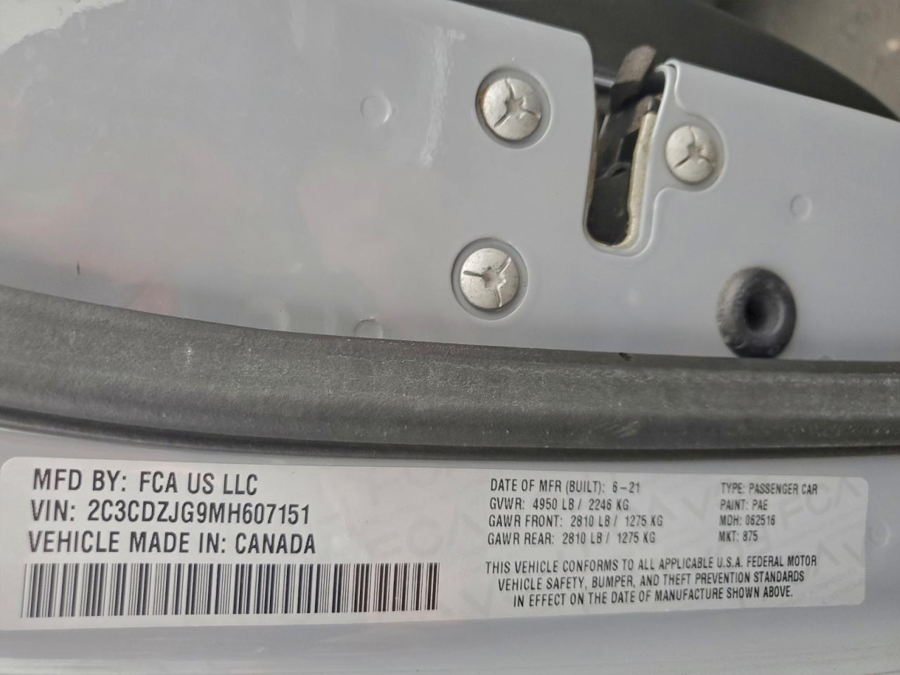 2021 Dodge Challenger Gt VIN: 2C3CDZJG9MH607151 Lot: 94760535