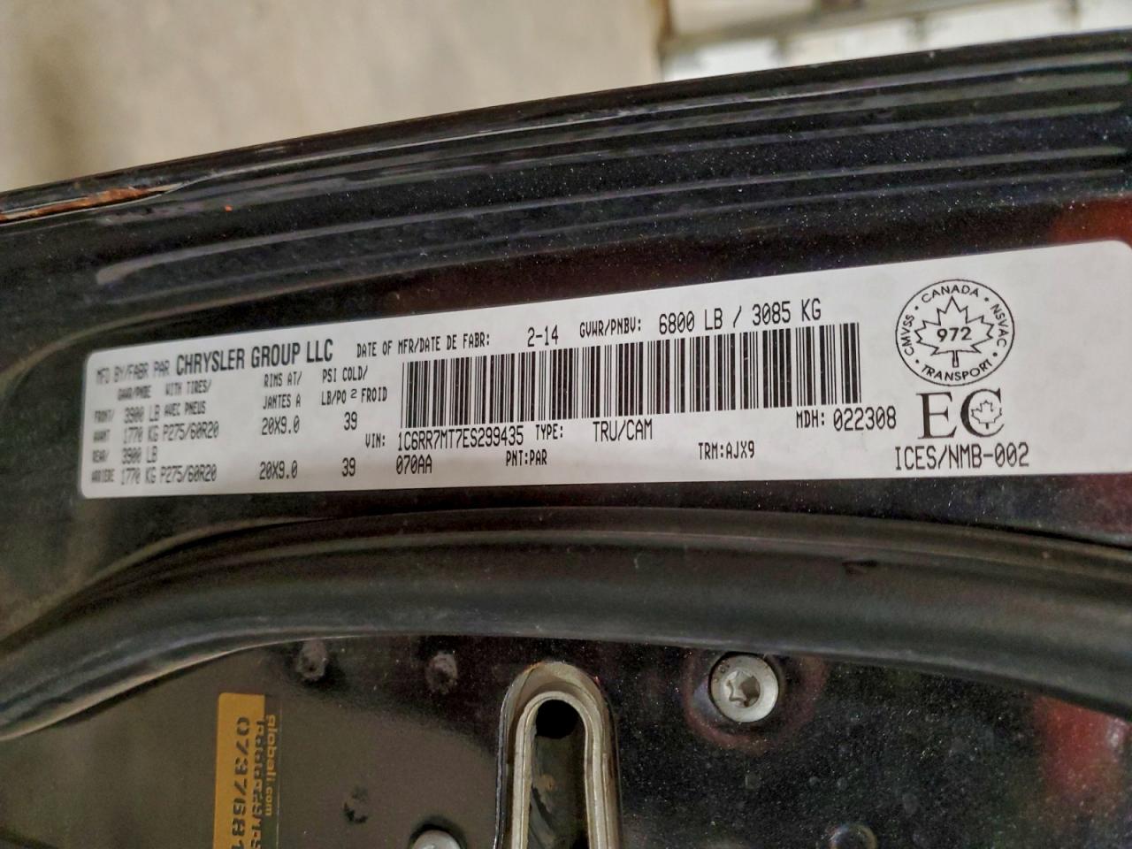 2014 Ram 1500 Sport VIN: 1C6RR7MT7ES299435 Lot: 94483305