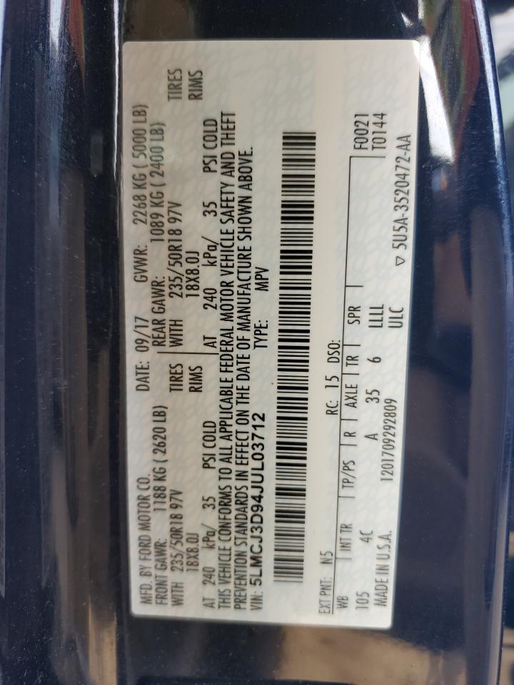 2018 Lincoln Mkc Reserve VIN: 5LMCJ3D94JUL03712 Lot: 91567645