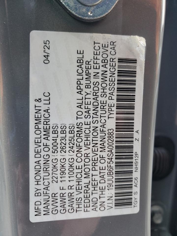 2025 Acura Tlx A-Spec VIN: 19UUB6F54SA002883 Lot: 85847065