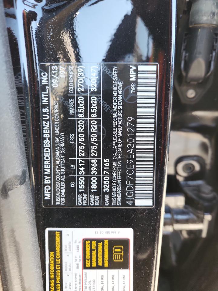 2014 Mercedes-Benz Gl 450 4Matic VIN: 4JGDF7CE9EA301279 Lot: 91710385