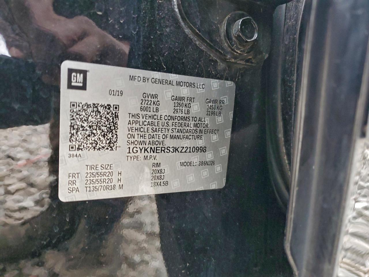 2019 Cadillac Xt5 Premium Luxury VIN: 1GYKNERS3KZ210998 Lot: 92865445