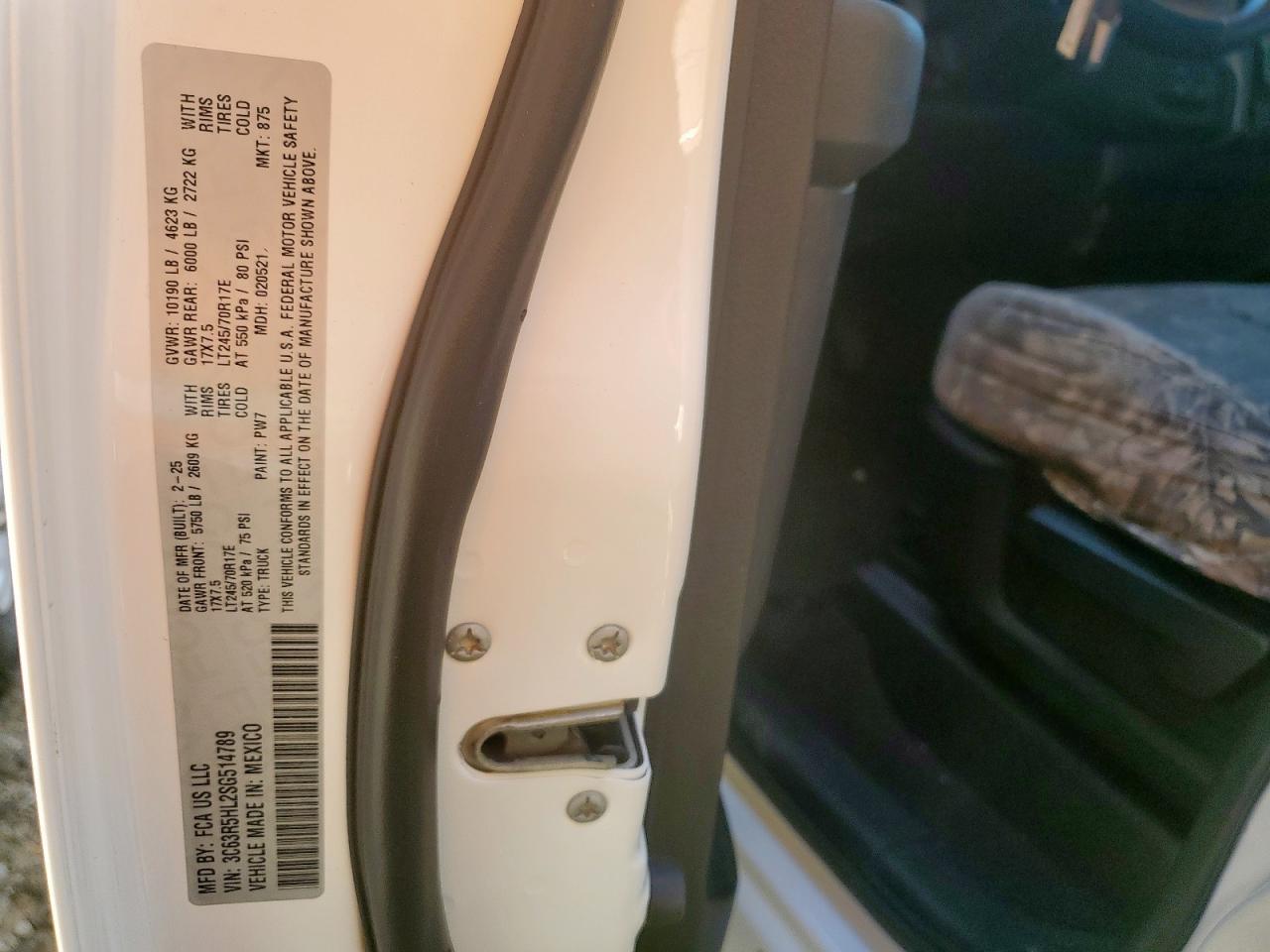 2025 Ram 2500 Tradesman VIN: 3C63R5HL2SG514789 Lot: 87470725