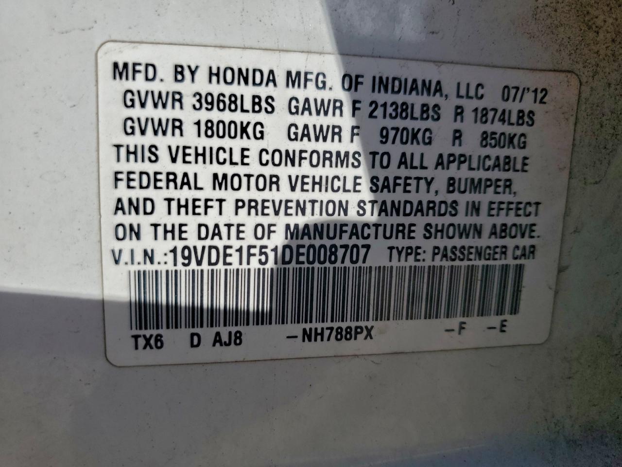 2013 Acura Ilx 20 Premium VIN: 19VDE1F51DE008707 Lot: 91741135