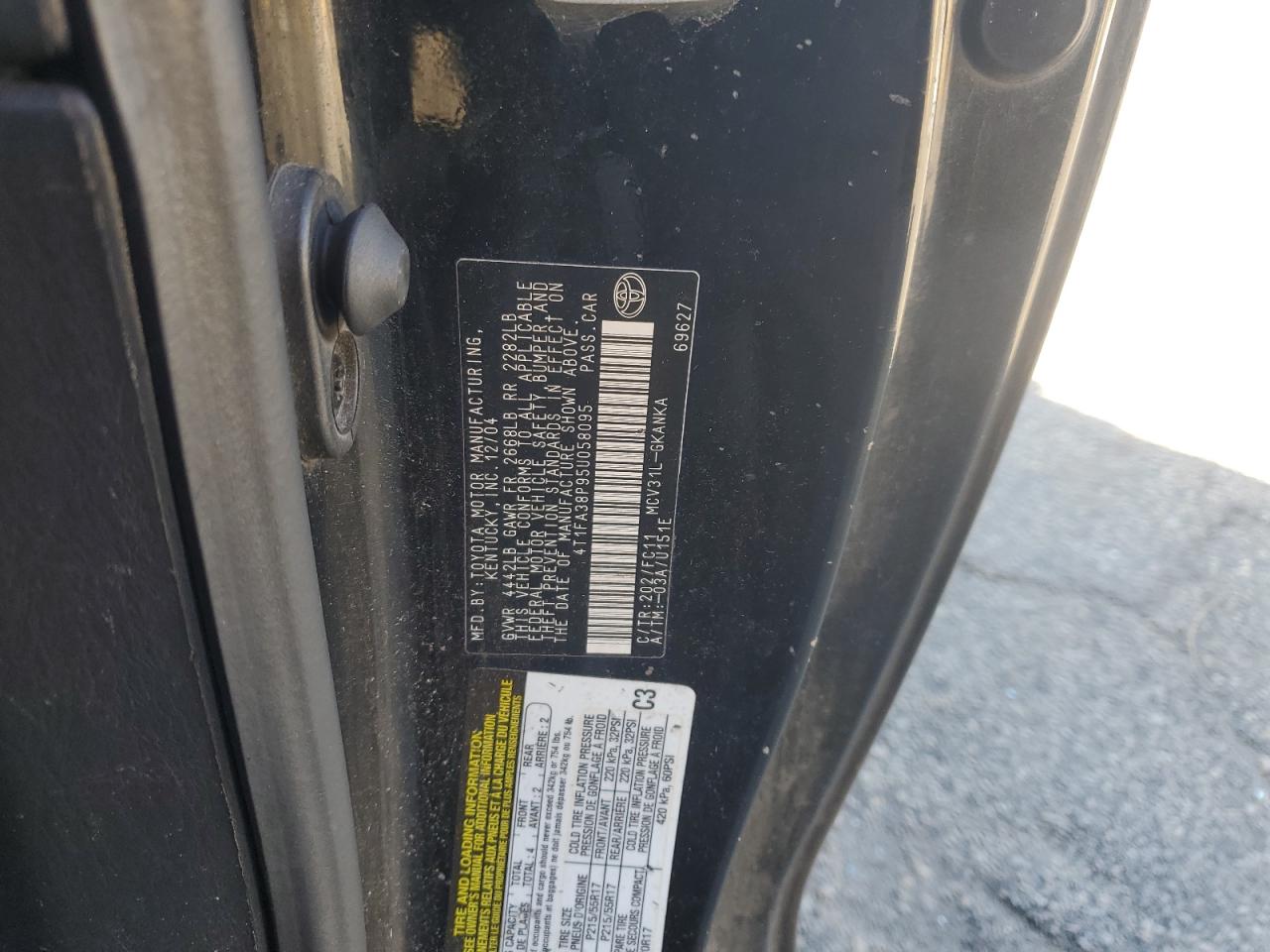 2005 Toyota Camry Solara Se VIN: 4T1FA38P95U058095 Lot: 92641745