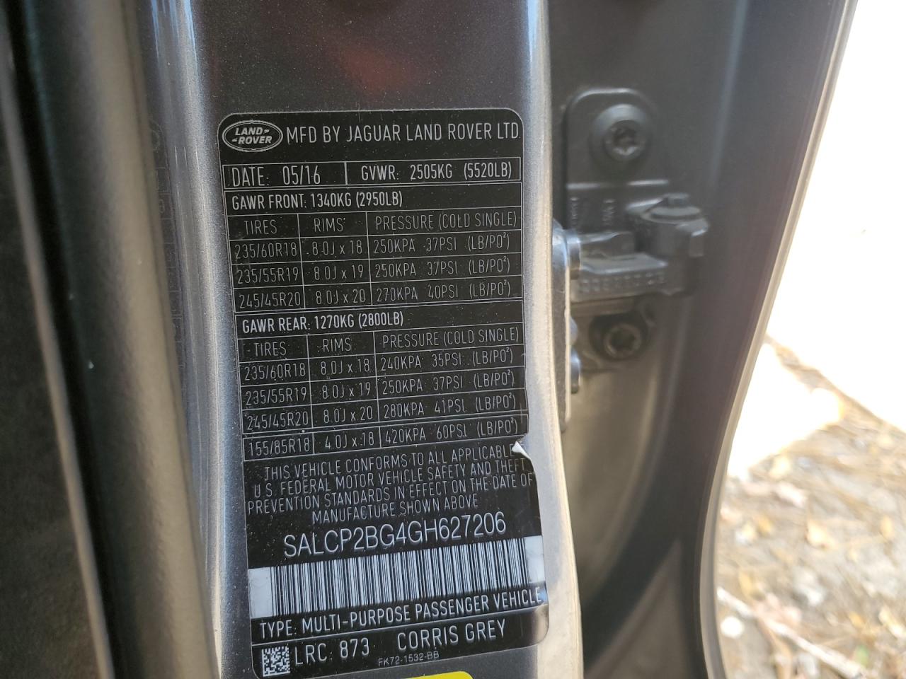 2016 Land Rover Discovery Sport Se VIN: SALCP2BG4GH627206 Lot: 91972275