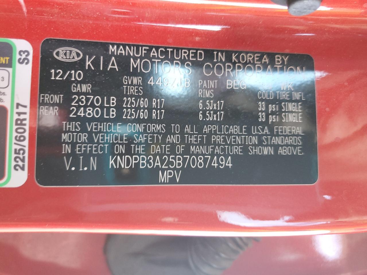 2011 Kia Sportage Lx VIN: KNDPB3A25B7087494 Lot: 93152975