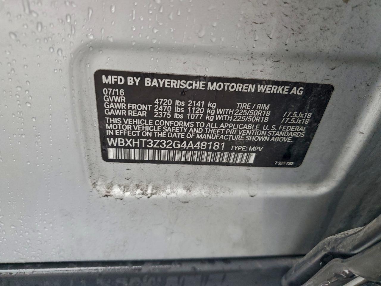 2016 BMW X1 xDrive28I VIN: WBXHT3Z32G4A48181 Lot: 94600915