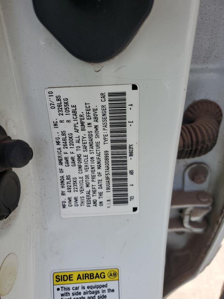 2010 Acura Tl VIN: 19UUA9F57AA008969 Lot: 92811875