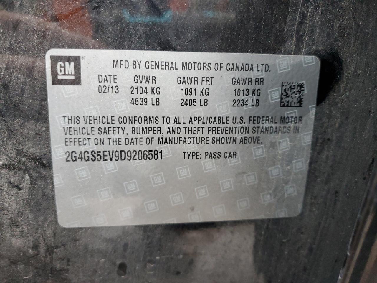 2013 Buick Regal Premium VIN: 2G4GS5EV9D9206581 Lot: 93430495