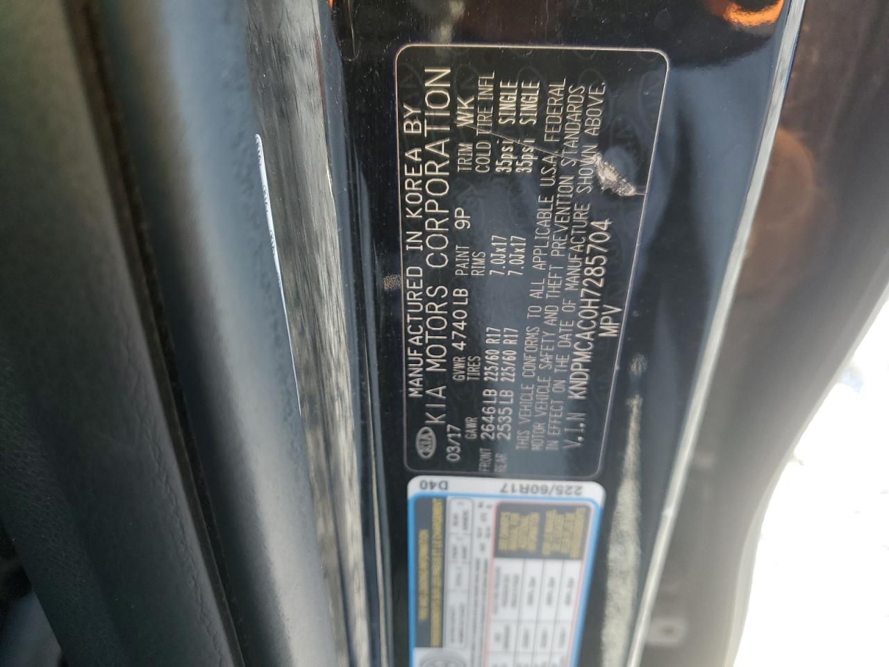 2017 Kia Sportage Lx VIN: KNDPMCAC0H7285704 Lot: 93300305