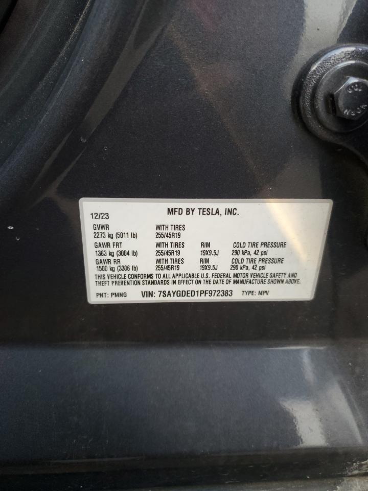2023 Tesla Model Y VIN: 7SAYGDED1PF972383 Lot: 93039005