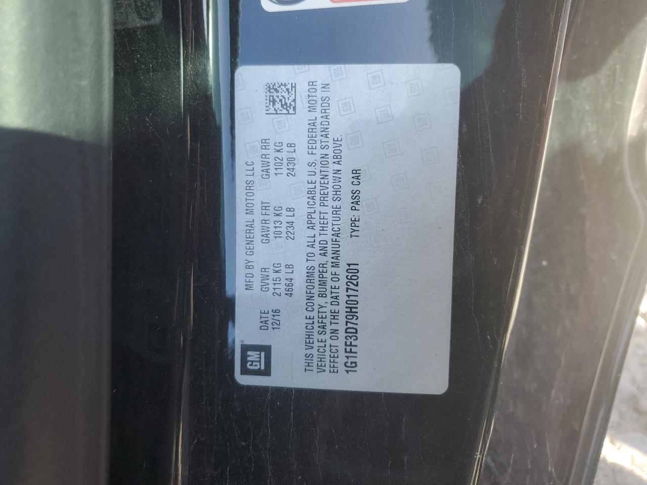 2017 Chevrolet Camaro Ss VIN: 1G1FF3D79H0172601 Lot: 92035305