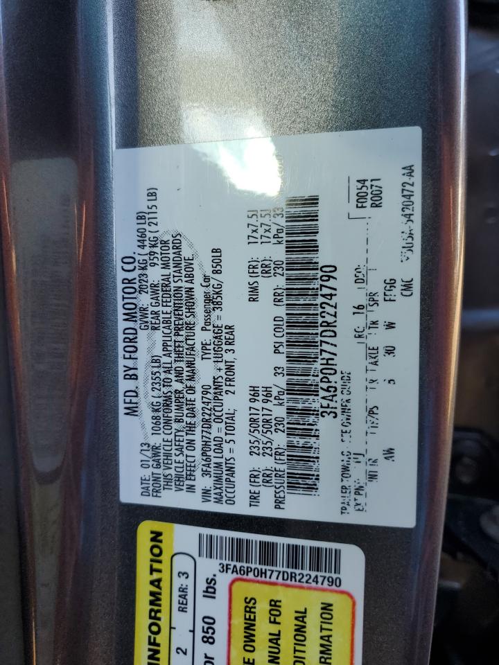 2013 Ford Fusion Se VIN: 3FA6P0H77DR224790 Lot: 92011775