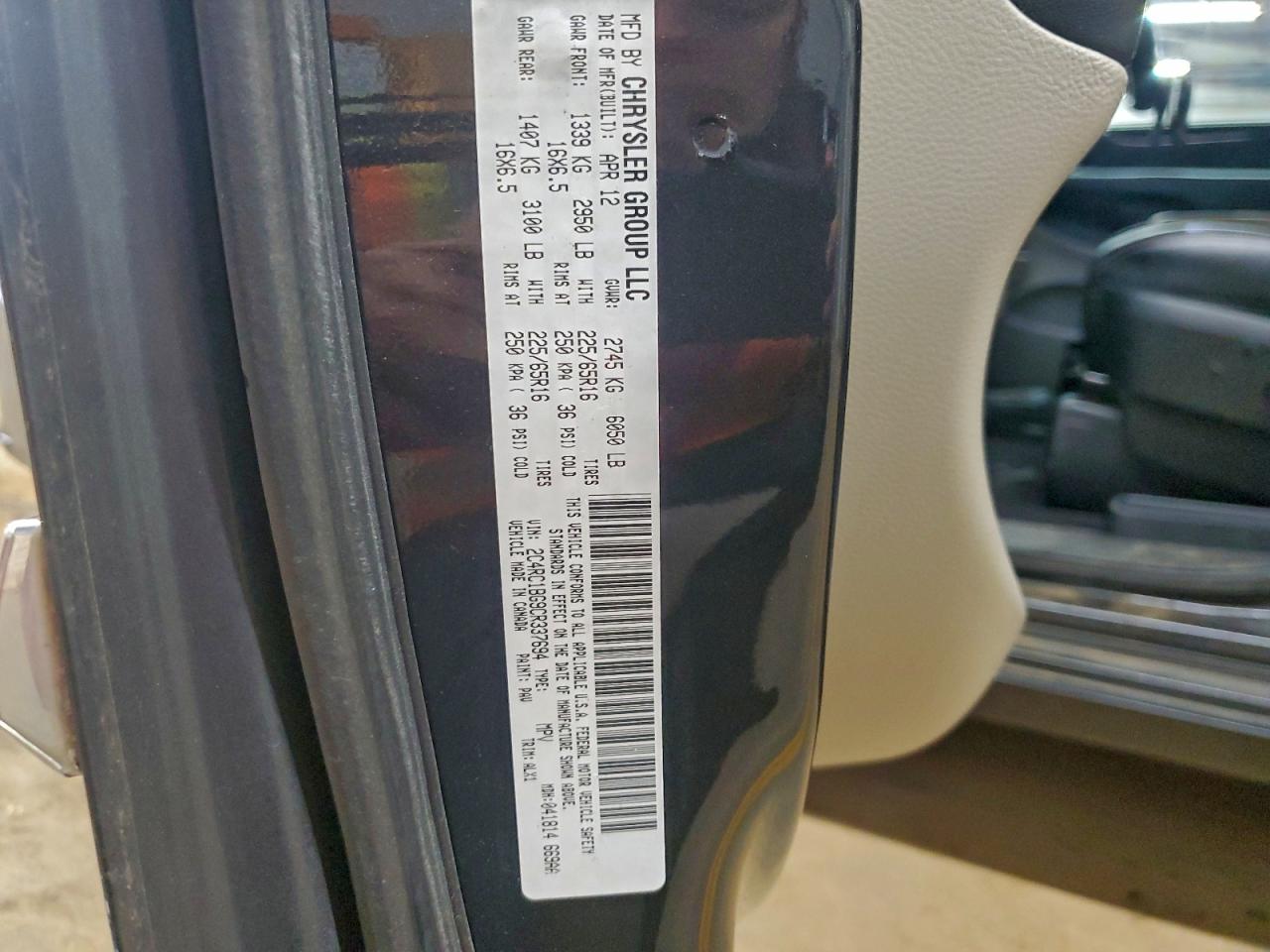 2012 Chrysler Town & Country Touring VIN: 2C4RC1BG9CR337694 Lot: 94129625