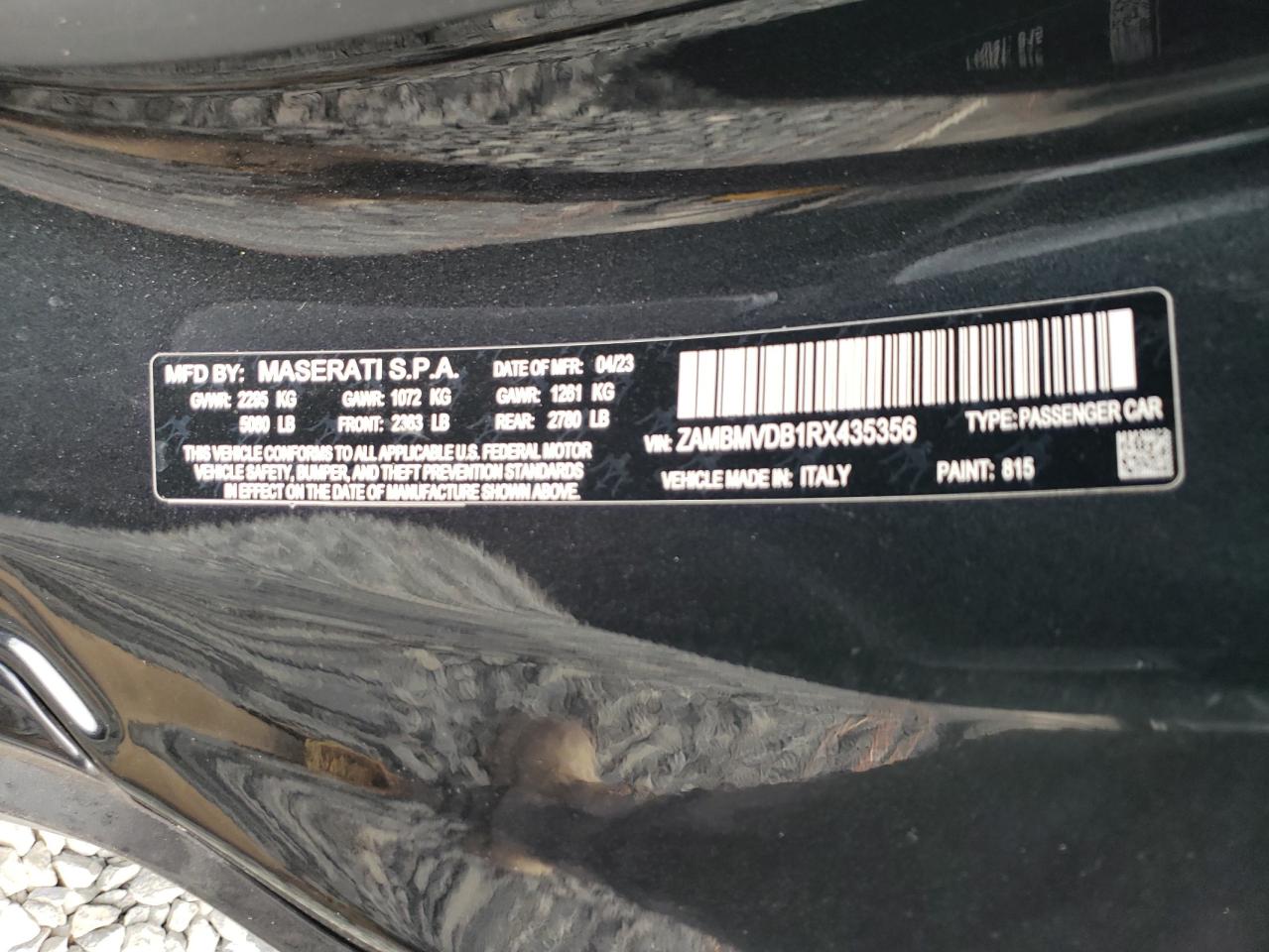 2024 Maserati Granturismo Trofeo VIN: ZAMBMVDB1RX435356 Lot: 91202515