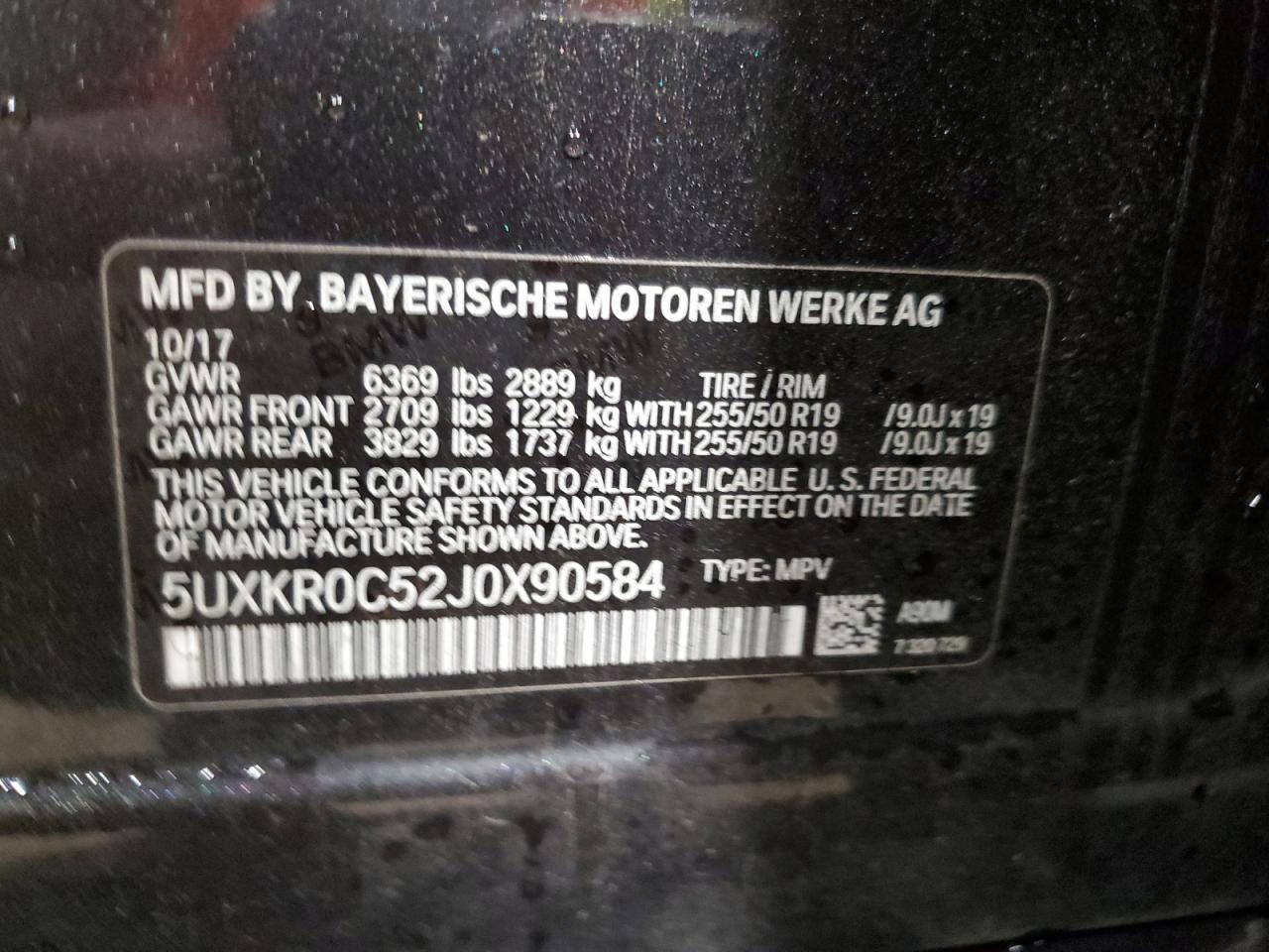 2018 BMW X5 xDrive35I VIN: 5UXKR0C52J0X90584 Lot: 91395955