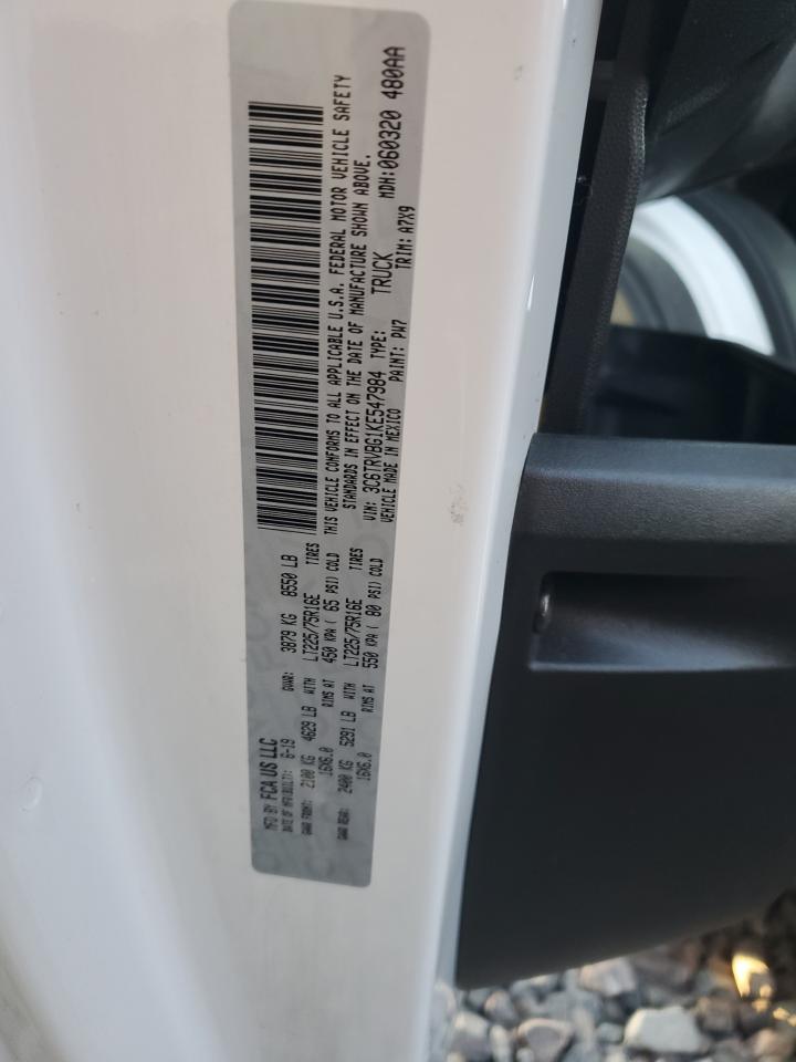 2019 Ram Promaster1500 Delivery Van VIN: 3C6TRVBG1KE547984 Lot: 85700255