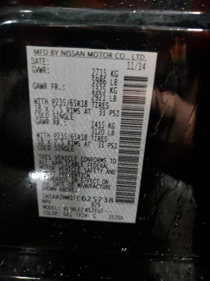 2015 Nissan Pathfinder S VIN: 5N1AR2MM1FC625738 Lot: 91457635