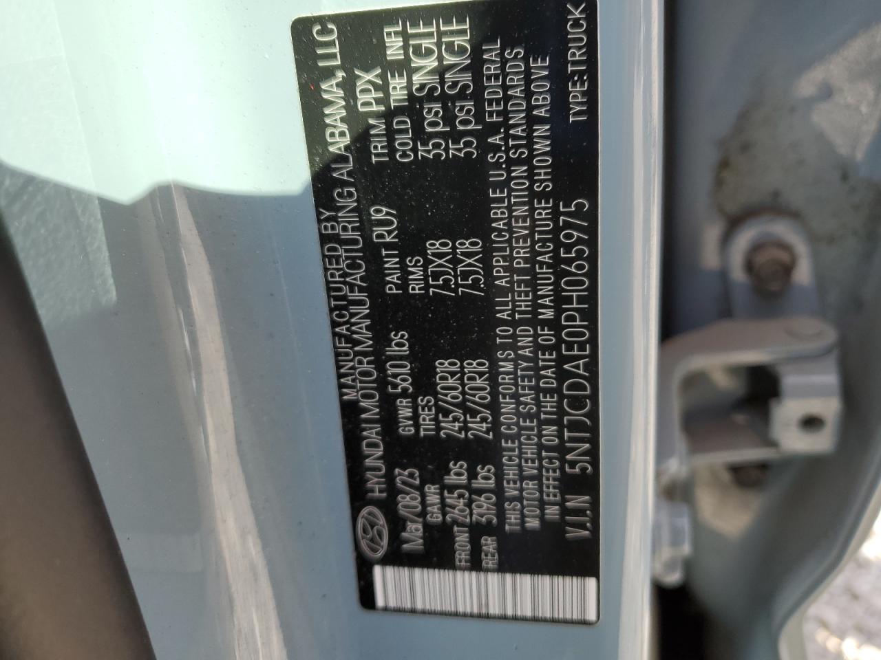 2023 Hyundai Santa Cruz Sel VIN: 5NTJCDAE0PH065975 Lot: 91440325