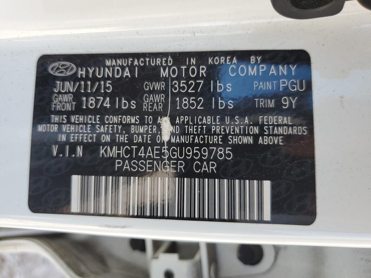 2016 Hyundai Accent Se VIN: KMHCT4AE5GU959785 Lot: 91132005