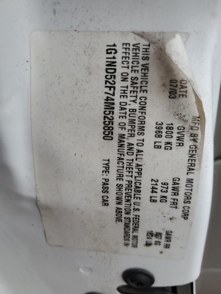 2004 Chevrolet Classic VIN: 1G1ND52F74M525850 Lot: 93028865