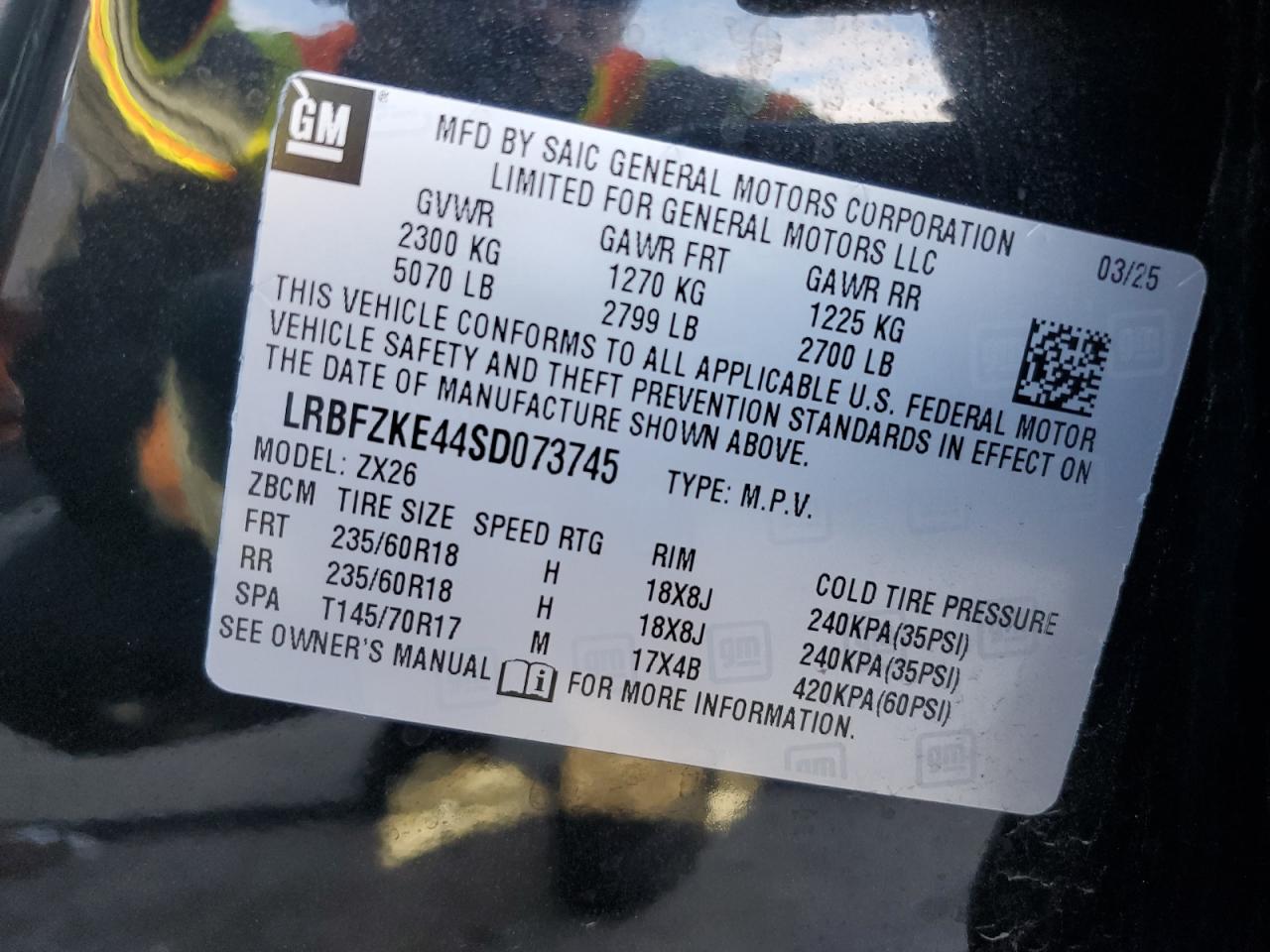 2025 Buick Envision Preferred VIN: LRBFZKE44SD073745 Lot: 92949025