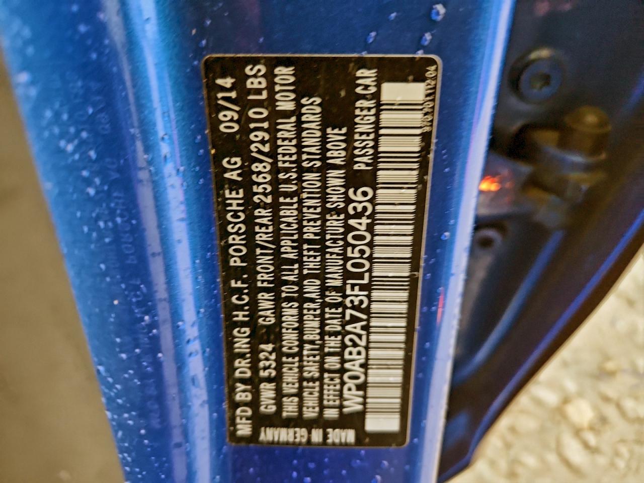 2015 Porsche Panamera S VIN: WP0AB2A73FL050436 Lot: 92838755