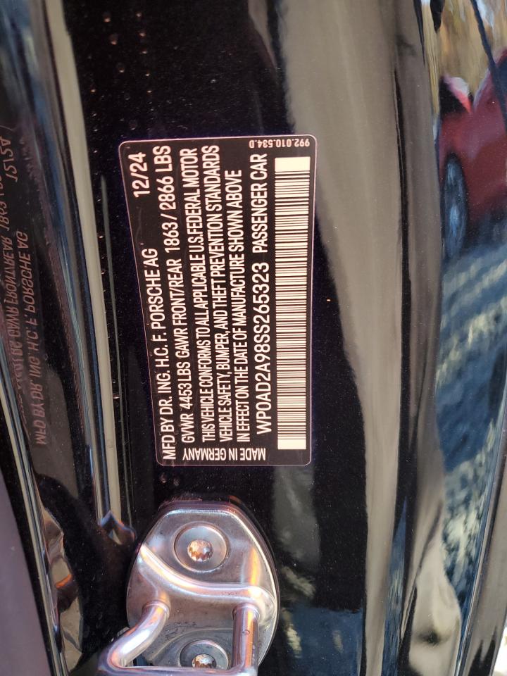 2025 Porsche 911 Turbo VIN: WP0AD2A98SS265323 Lot: 91657485