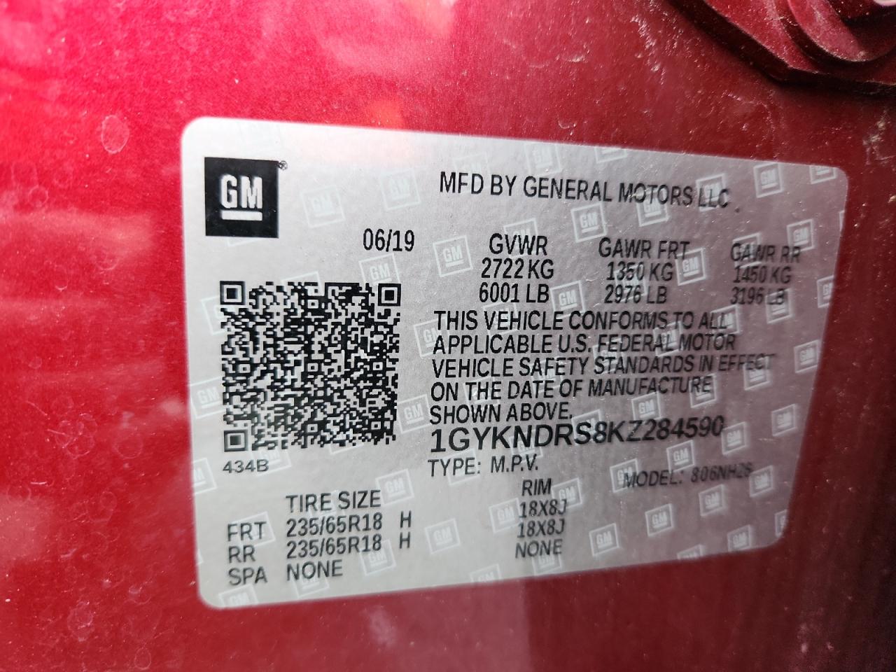 2019 Cadillac Xt5 Luxury VIN: 1GYKNDRS8KZ284590 Lot: 92316455