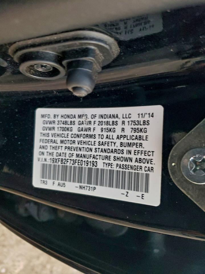 2015 Honda Civic Se VIN: 19XFB2F73FE019193 Lot: 94187715