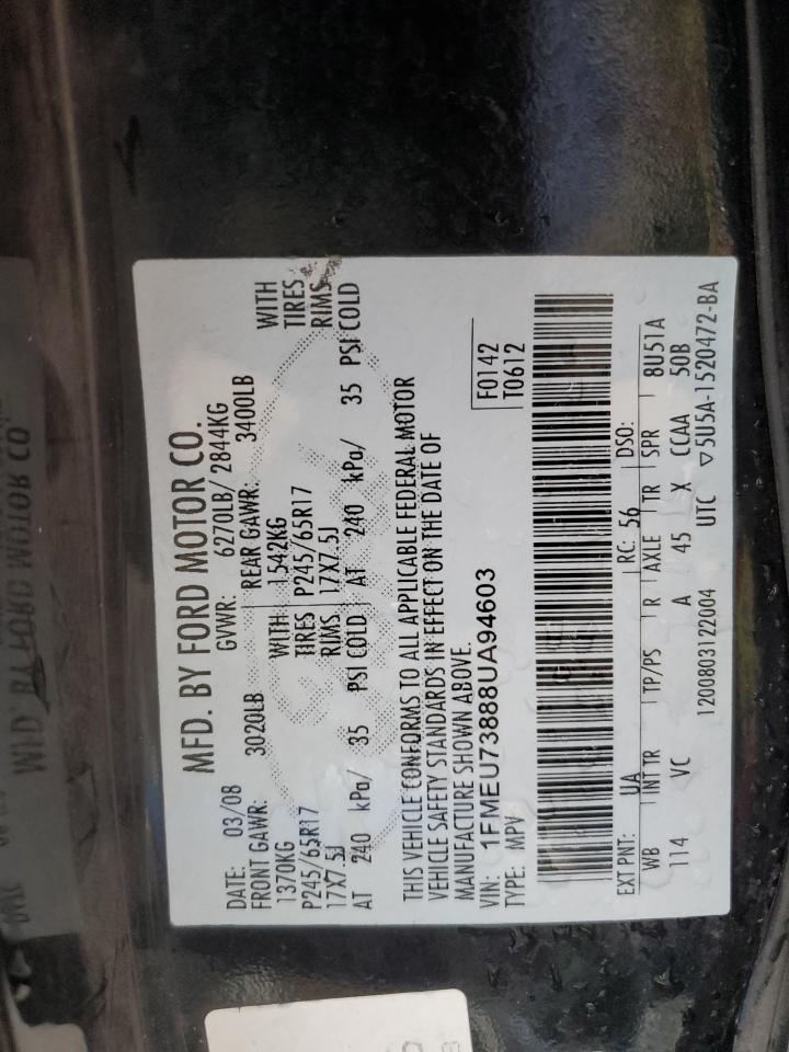 2008 Ford Explorer Xlt VIN: 1FMEU73888UA94603 Lot: 93253875