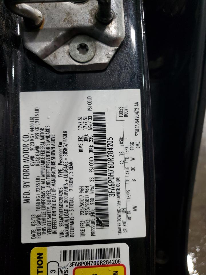 2013 Ford Fusion Se VIN: 3FA6P0H76DR284205 Lot: 85407025