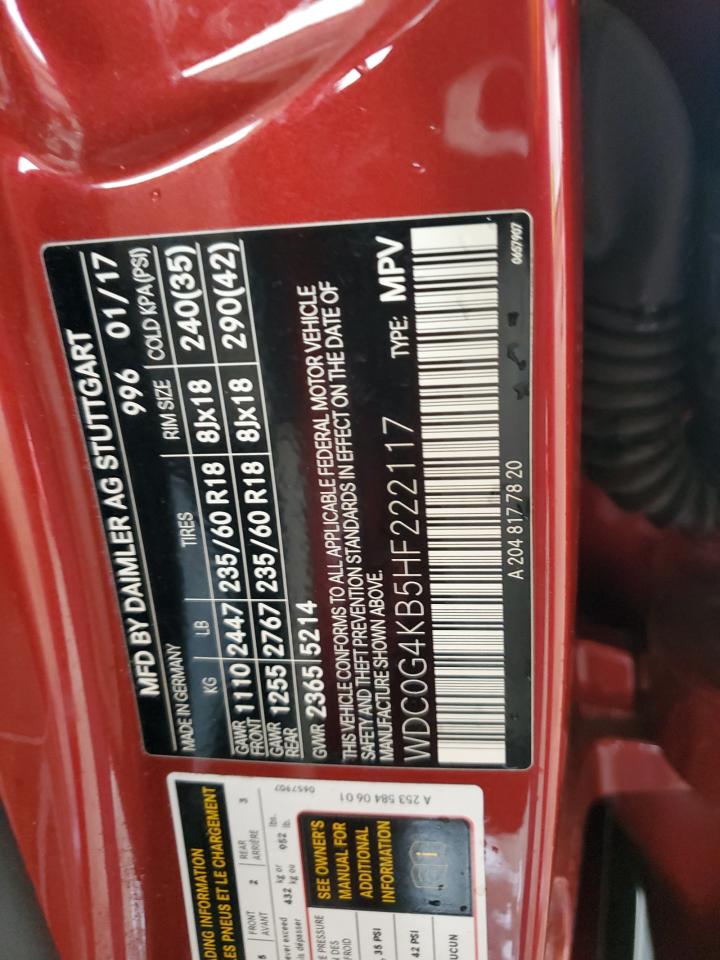 2017 Mercedes-Benz Glc 300 4Matic VIN: WDC0G4KB5HF222117 Lot: 93190235