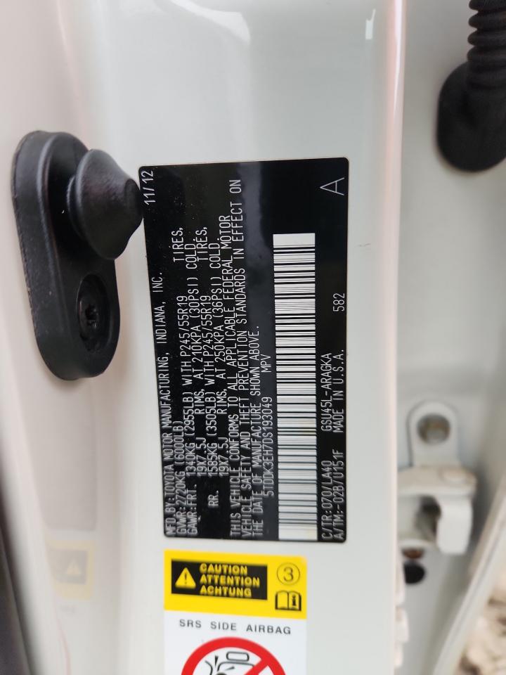 2013 Toyota Highlander Limited VIN: 5TDDK3EH7DS193049 Lot: 92855765