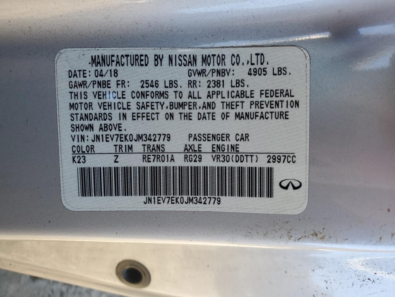 2018 Infiniti Q60 Luxe 300 VIN: JN1EV7EK0JM342779 Lot: 92425125