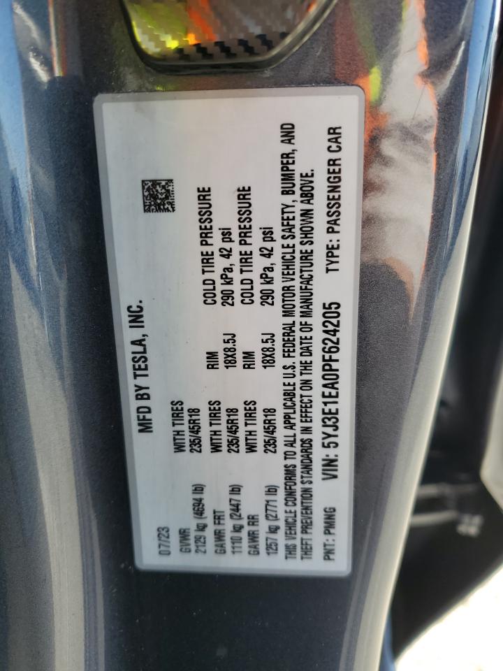 2023 Tesla Model 3 VIN: 5YJ3E1EA0PF624205 Lot: 90376995