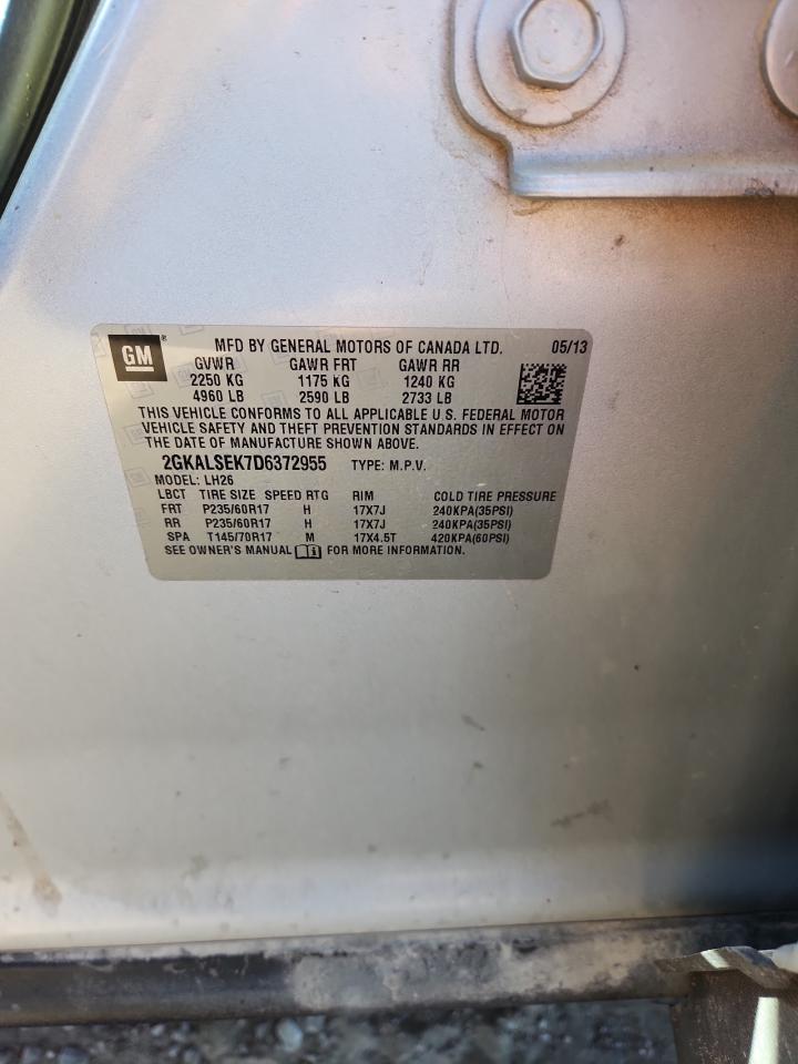 2013 GMC Terrain Sle VIN: 2GKALSEK7D6372955 Lot: 92463615