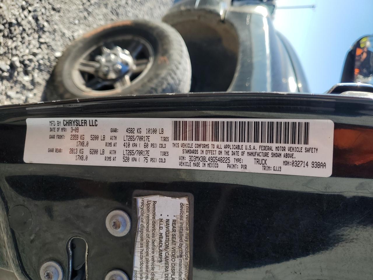 2009 Dodge Ram 3500 VIN: 3D3MX38L49G548225 Lot: 93028025